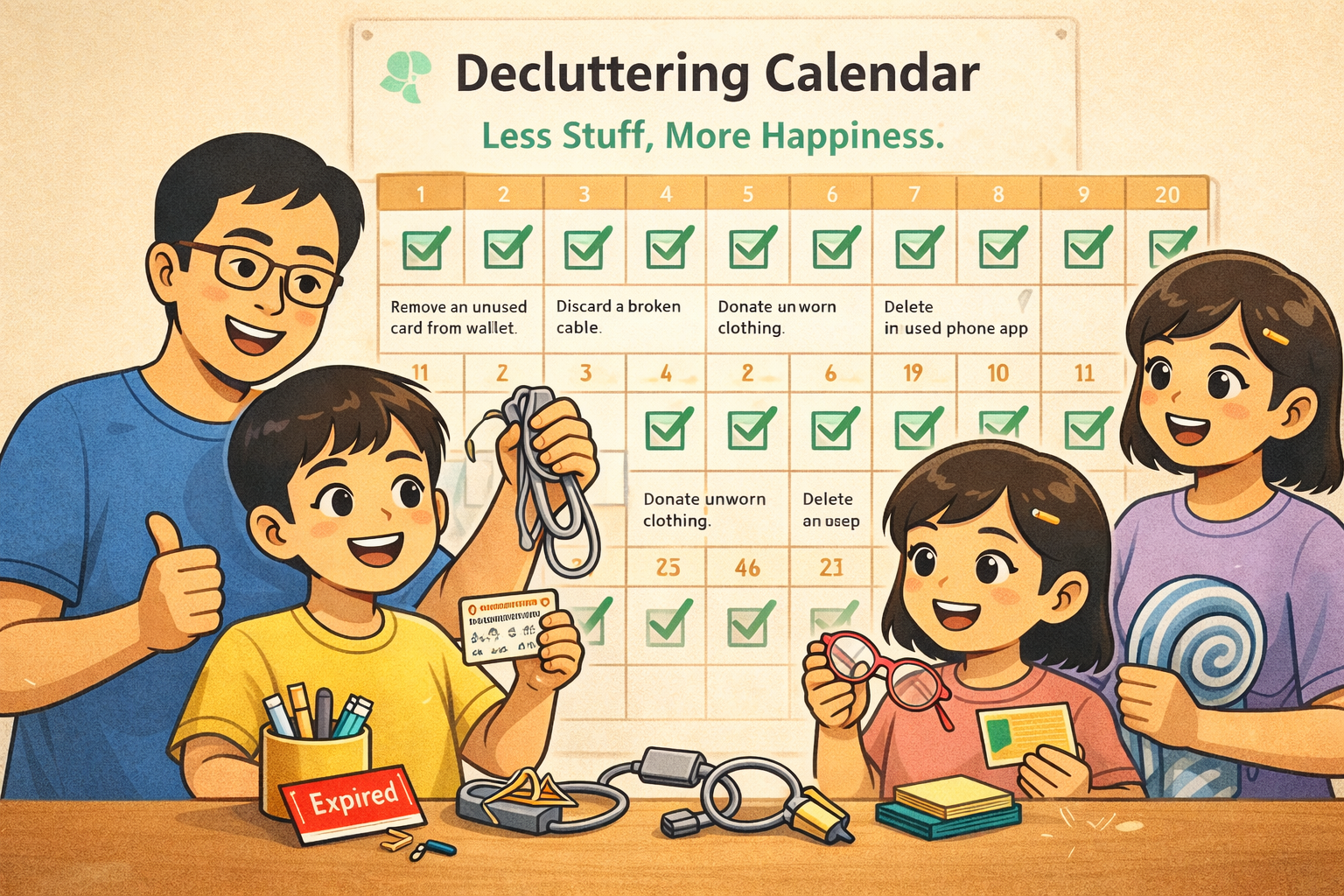 用 AI 做了一本「斷捨離日曆」，讓全家每天少一樣東西、多一點幸福